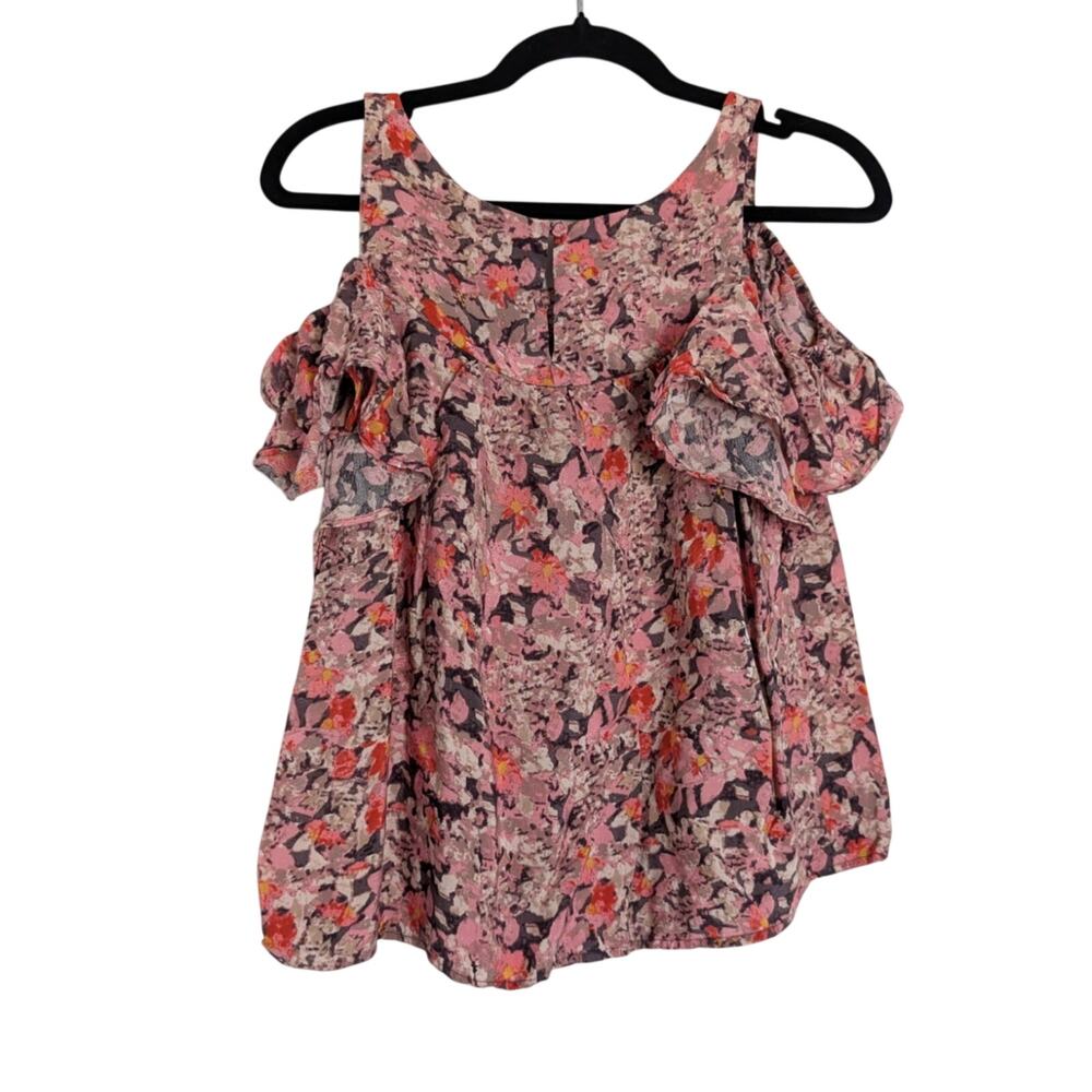 Maeve XS Floral Pink Cold Off The Shoulder Blouse Top Anthropologie Summer